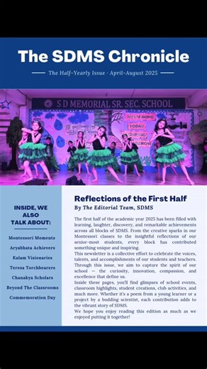 S D MEMORIAL SR. SEC SCHOOL | 𝑻𝒉𝒆 𝑺𝑫𝑴𝑺 𝑪𝒉𝒓𝒐𝒏𝒊𝒄𝒍𝒆 — 𝑨 𝒓𝒆𝒇𝒍𝒆𝒄𝒕𝒊𝒐𝒏 𝒐𝒇 𝒎𝒐𝒎𝒆𝒏𝒕𝒔 𝒕𝒉𝒂𝒕 𝒔𝒉𝒂𝒑𝒆𝒅 𝒐𝒖𝒓 𝒇𝒊𝒓𝒔𝒕 𝒉𝒂𝒍𝒇 𝒐𝒇 𝒕𝒉𝒆 𝒚𝒆𝒂𝒓. This 𝑯𝒂𝒍𝒇-𝒀𝒆𝒂𝒓𝒍𝒚 𝑵𝒆𝒘𝒔𝒍𝒆𝒕𝒕𝒆𝒓 is a vibrant portrayal of... | Instagram
