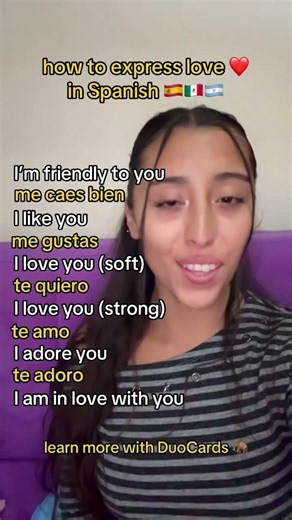 How to express love in Spanish! 🇪🇸❤️ #duocards #spanish #LanguageLearning #languages #learnspanish