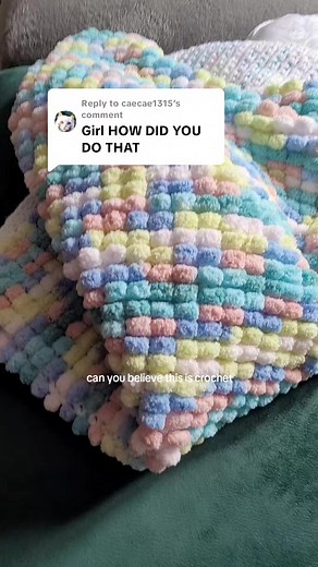 Replying to @caecae1315 so here's a bit more of an indepth tutorial of how I crocheted my pom pom yarn blanket 😊💖