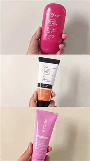 Dot & key vs Foxtale vs Deconstruct 🌞New sunscreen⛱️#shorts #viral #beauty #trending #ytshorts #fyp