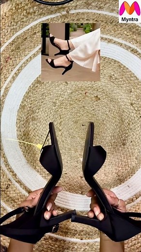 Myntra open toe black ankle loop Stiletto/kitten heel #review #myntrafinds #blackheels