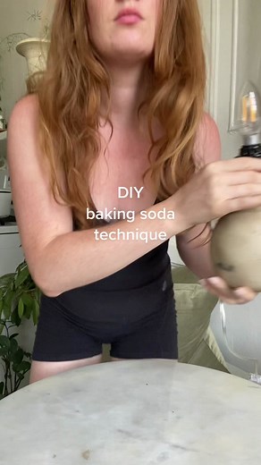 DIY Baking Soda Paint Technique for Stone Lamp Transformation