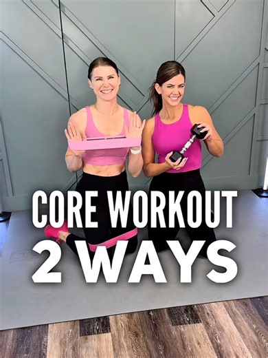 Angie | Fat Loss, Hormone & Nutrition Coach For Women 40+ on Instagram: "Ready to show your CORE some love 💕 this Valentine's Day? Save this killer core workout and try it at home! Fiona and I teamed up to share some core inspired exercises using either dumbbells or mini bands. Which one will you try first? Reps are listed in each video and you'll do 2-3 rounds using light to medium dumbbells/bands to vary the resistance. Want more core? Follow @fitfionaj and @angiesfitfix for daily work