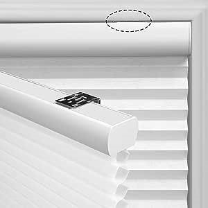 Light Filtering Cellular Shades Cordless Windows Color-Matched Honeycomb Blinds Hidden Mounting 1.5 Inches Single Cell Cellular Blinds for Home, Office, White, 51.5" W x 39" H
