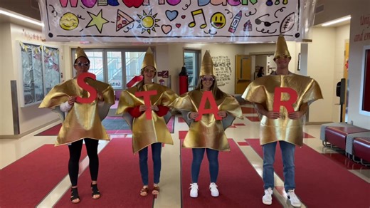 The Westy Stars visited every kindergarten classroom this morning to remind students of Westy STAR expectations. Westy Star behaviors are reinforced with tickets that can be used at School Store each month, and to “buy in” to Whole Group Reinforcers. There is also a super-fun Rocket Reward that all students get to enjoy, once enough tickets are earned to fill the whole rocket (located in the front lobby). Students at ourHomeontheHill also say the Westy Star Pledge each morning and end each day l
