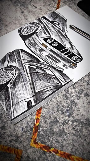 Hyper Realistic Car Drawing ✍️ | Sketch Art #Shorts