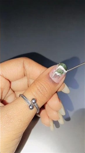 ✨🎄Easy nail art design with safety pin || Christmas tree✨#viralshort #trending #shorts #shortsfeed