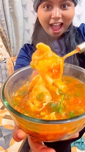 Winter Hot Momo + Soup Recipe #cooking #soup #short #winter #recipe