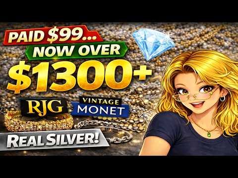 Paid $99… Now Over $1,300?! 😳 Goodwill Jewelry Unboxing Part 3 | 925 SILVER RJG MONET