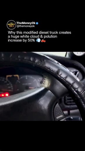 The Money Ok on Instagram: "This giant white plume isn’t smoke from a fire — it’s what happens when extreme diesel power meets freezing air 🌬️⚡ When you cold-start a heavily modified diesel like this 2001 Dodge Ram 2500, the engine is dumping in way more fuel than it can actually burn at low temps. The air is ice-cold, the combustion chambers aren’t warm yet, and those oversized injectors are tuned for horsepower, not gentle morning starts. That combo creates a surge of unburned diesel — tiny f