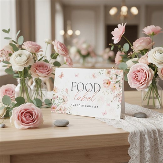 Baby in Bloom Baby Shower Food Labels, Editable Butterfly Food Tent Cards, Floral Wildflower Food Tented Cards - Etsy