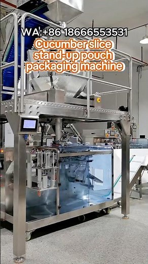 Cucumber slice stand up pouch packaging machin#machine #packagingmachine #factory #food