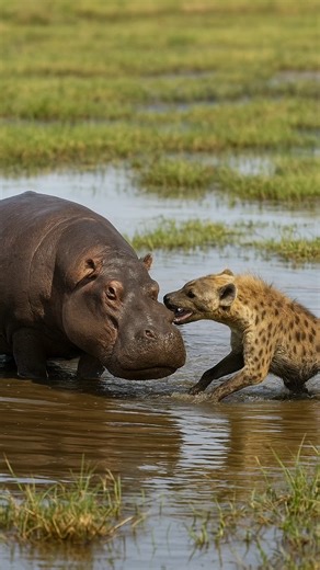 Hippo Attacks Hyena After Fake Death Prank 🦛😱 | Shocking Wildlife Encounter