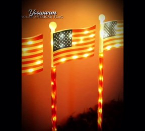 4 Pack Solar American Flag Lights Outdoor， 4th of July Decorations US Light, 1200mAh Garden Flag , 27in Waterproof USA Flag Pathway Light,Independence Day & Memorial Day Lawn red white and blue Decor