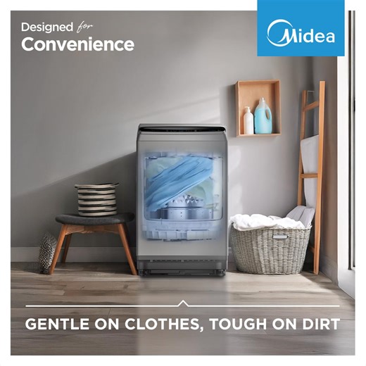 Minimalist but definitely mighty! Let the Midea 15kg Top Load Luna Inverter Washing Machine simplify your laundry routine. Visit www.midea.com/ph or any appliance store near you to learn more about Midea laundry care solutions. #MideaPH #MideaDiscoverHappiness #MakeYourselfAtHome | Midea