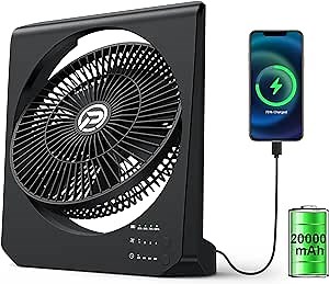 Amazon.com: ASKPULION Portable Camping Fan Rechargeable, 20000mAh Battery Operated Fan 55 Hrs Max Cooling, 210° Pivot, Cordless Table Fan with 4 speeds & 8HRS Timer for Travel Emergency Power Outage Home Office : Home & Kitchen