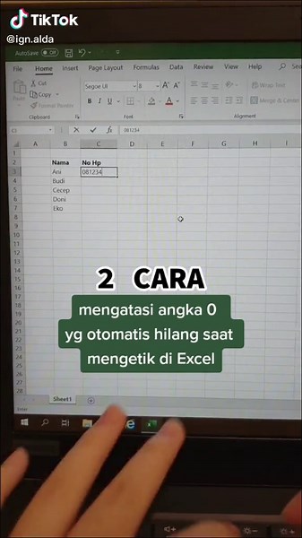 angka 0 didepan selalu ilang saat ketik di excel? ini caranya! #tutorial #excel #tiktokpintar #samasamabelajar #berbagiilmu #edutok #fyp #foryou #fy