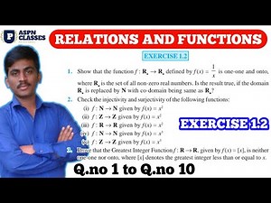 Exercise 1.2 class 12 maths|Relations and function exercise 1.2 | types of Functions|By P.N.Biradar