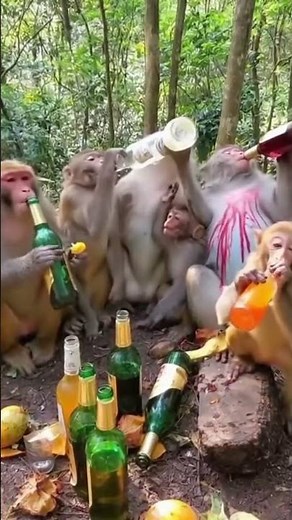 Monkey Drinking Party 😂🐒 #funny #monkey #drink
