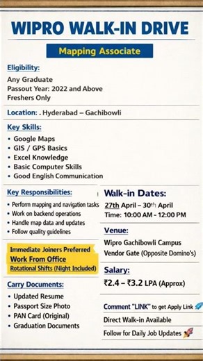 wipro walkin drive hyderabad #viral#shorts#hiring#jobsearch#job#trend#india#2025#2024#jobvacancy#mnc