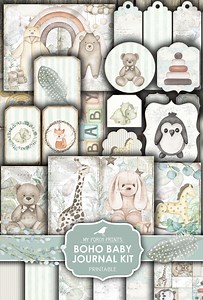 Junk Journal Kit, Boho, Baby, Vintage, Shabby Chic, Neutral, Baby Book, Boy, Girl, Gift Idea, My Porch Prints, Printable, Digital Download - Etsy