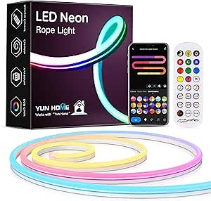 Neon Lights - 11ft Addressable Rope Light with APP Controlled, DIY Design Sign Sync to Music, Flexible RGB IC LED Wall Lights for Bedroom, Gaming, Living Rroom Decor