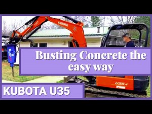 Kubota U35 Mini-Excavator - Using the Hydraulic breaker and switching to bucket