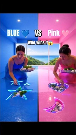 CRAZY 🤯 BLUE 💙 vs PINK 💖 epoxy floor transformation. which side wins? 😳