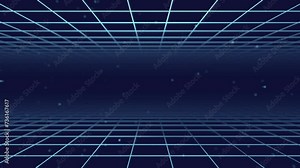 A standard retro digital background from the '80s-'90s, with lines dividing the surface moving towards us from top and bottom. Looped video.