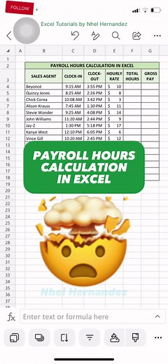 PAYROLL HOURS CARCULATION IN EXCEL Comment your requests & questions for next tutorials! Follow for more!!! #excelformulas #excelfunctions #excelforbeginners #excelformula #exceltricks #excel_learning #exceltutoriales #excelpro #excelchallenge #excel #microsoftexcel #cursodeexcel #microsoft #office #msexcel #data #exceltips #aprenderexcel #microsoftoffice #powerbi #datascience #dataanalytics