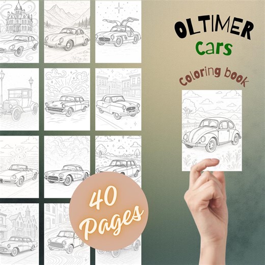 40 Classic Vintage Car Coloring Pages for Adults | Oldtimer Autos | Whimsical Realism Printable PDF - Etsy