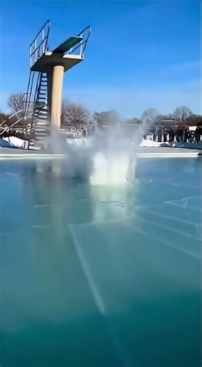 Massive Man Shatters Frozen Pool with Epic High Dive #EpicDive