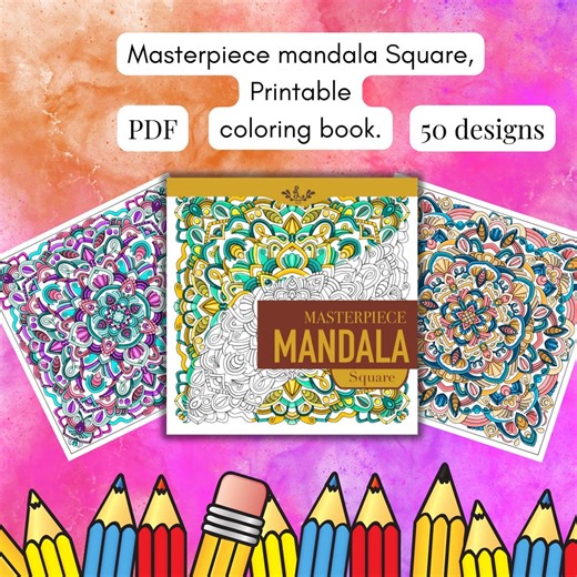 Masterpiece Mandala Square Printable Coloring Book: 50 Pages (digital Download 8.5x11"). Print at Home Coloring Book. Digital Download - Etsy