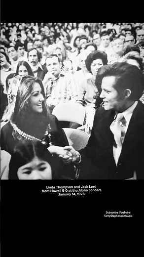 Linda Thompson and Jack Lord from Hawaii 5-0 at the Aloha concert. January 14, 1973. #alohaelvis