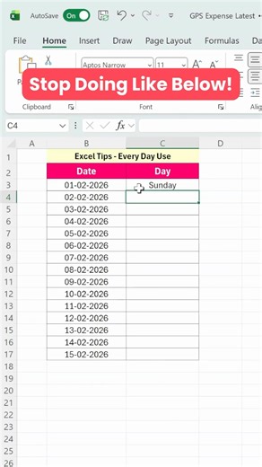 Stop Typing Days Manually! 🛑 Excel TEXT Trick #excel #tutorialexcel #exceltutorial