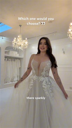 Wedding dress try on… which one is THE one? 👰‍♀️ #weddingdress #bride #weddinginspo #midsize #dress