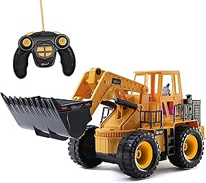 Top Race TR-113 5 Channel Full Functional Remote Control Tractor Toy Front Loader - 14 x 6 x 8 inch Electric RC Remote Control Construction Toy Tractors with Lights and Sounds