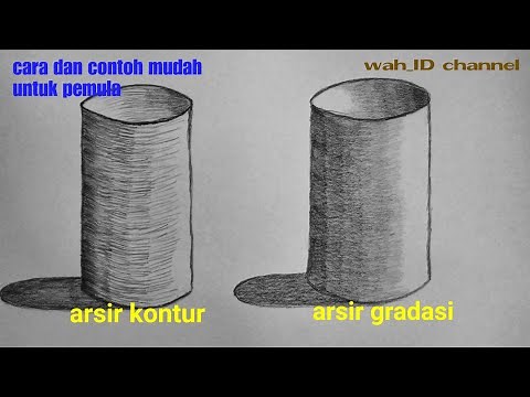contoh gambar mudah teknik arsir kontur dan gradasi dengan objek bangun ruang "TABUNG"
