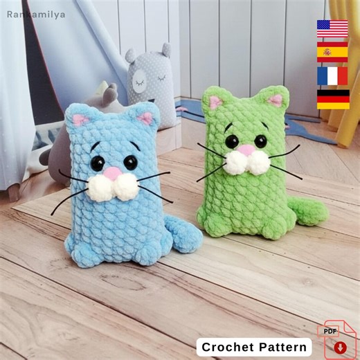 Crochet Amigurumi Cat Toy Pattern, Velour Yarn Kitten Muzzle Puff ( PDF Download ) - Etsy