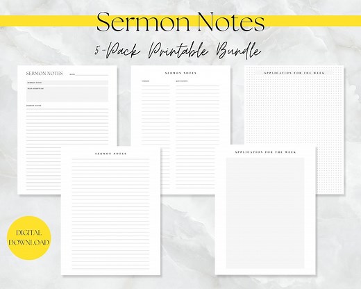 Printable Sermon Notes Sermon, Church Notes Journal, Sermon Notebook, Digital Notebook for Church, Weekly Application - Etsy
