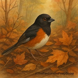 Crunching through the leaves like a tiny woodland explorer 🍂🧡 Meet the Eastern Towhee — the bird who sounds like it’s politely reminding you to “drink your teeeeea!” These beauties love scratching through the forest floor for snacks, kicking leaves like they just heard their favorite fall playlist. Little ember-feathers glowing against the woods… autumn perfection. If you hear rustling under the bushes this season, don’t assume squirrel — it might just be this orange-bellied secret forager. #E