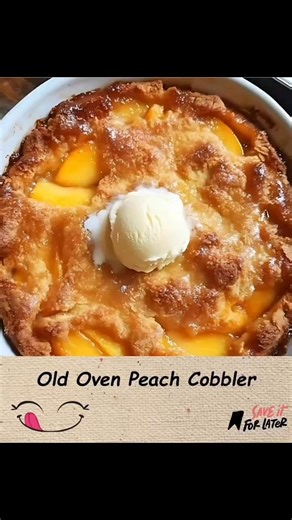 Old Oven Peach Cobbler Ingredients: 1 can sliced peaches, drained 1 cup Bisquick mix 1 cup milk 1/2 teaspoon nutmeg 1/2 teaspoon cinnamon 1/2 cup melted butter 1 cup sugar Vanilla ice cream (optional) Instructions: Preheat your oven to 375°F (190°C). In an 8x8 baking dish, mix Bisquick, milk, nutmeg, and cinnamon until smooth. Stir in melted butter. In a separate bowl, toss the peaches with sugar until evenly coated. Pour the peach mixture gently over the batter in the baking dish. Bake for 45 m