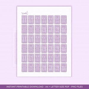 Printable Tarot Sticker Sheets | Purple Minimalist Boho Celestial | PDF, PNG, JPG | Aesthetic Tarot Deck | Digital Tarot Stickers - Etsy Canada