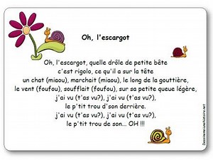 Comptine Oh l'escargot - Paroles illustrées à imprimer Oh l'escargot