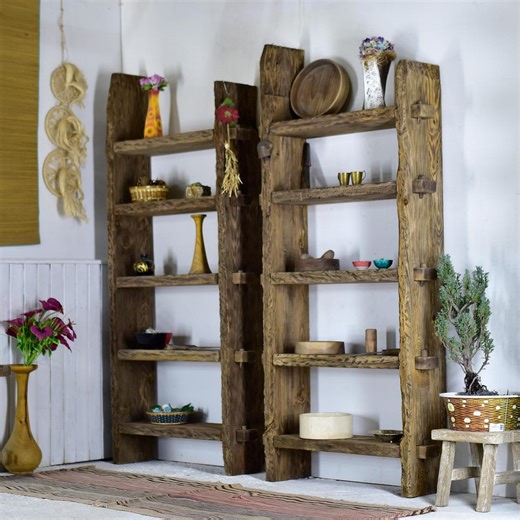 Rustic Farmhouse Bookcase: Mid-century Modern Shelving System Handmade Live-edge Recycled Solid Wood - Etsy Australia