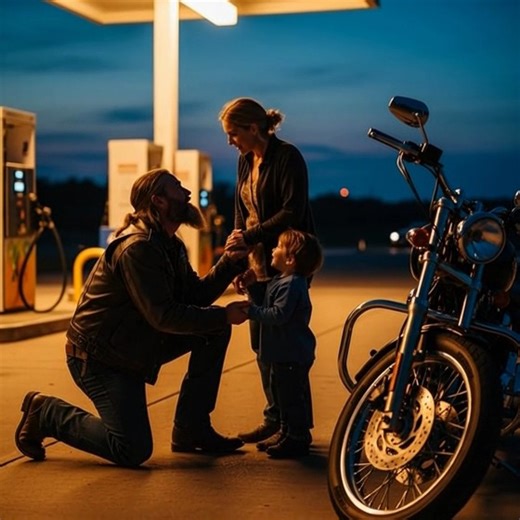 The rain had just started to fall when Jake Turner wiped his hands on an oil-stained rag and stepped out of his small roadside garage. The neon sign flickered above him, buzzing like it always did when the weather turned bad. Business was slow, same as most nights. Out here on the edge of town, people only stopped when they had no other choice. Jake was thirty-six, divorced, living above the garage in a one-room apartment that smelled faintly of motor oil and old coffee. He wasn’t unhappy exactl
