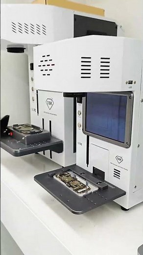 TBK 958F 20W Fiber Laser: Fast Motherboard Shield Removal #PhoneRepair #LaserEngraving