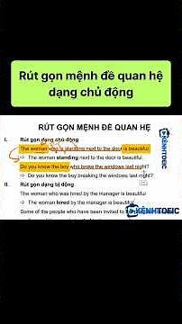 Rút gọn mệnh đề quan hệ - Dạng chủ động