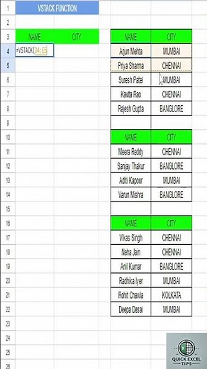 "How to Use VSTACK in Excel 🔢 | Stack Data Like a Pro!" #excel #exceltutorial #excellife #exceltips