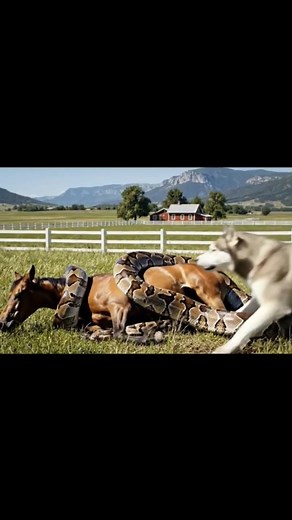103K views · 873 reactions | Brave Husky Carries a Man to Save a Horse from a Python | Rainbow after the storm | Facebook
